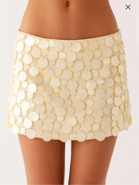 PEPPERMAYO Cream Sequin Disc Mini skirt